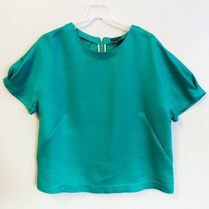 Ann Taylor Green Shimmer Dress Party Blouse XL